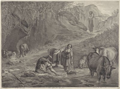 水辺の洗濯女と羊飼い 作： Cornelis Visscher (II)