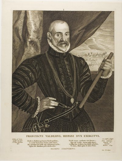 フランシスコ・バルデス、スペイン人指揮官、『Quatuor Personae』よりプレート1 作： Cornelis Visscher