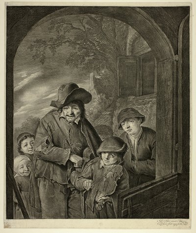 ハーディ・ガーディ奏者 作： Cornelis Visscher