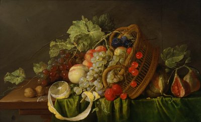 果物籠のある静物 作： コルネリス・デ・ヒーム