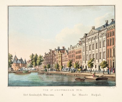 Vue d&39;Amsterdam No. 11。コニングリク博物館。 LeMuséeRoijal、1825年（手描きの彫刻） 作： Cornelis de Kruyff