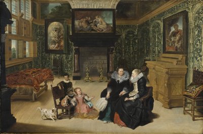Interieur, appele le salon Rubens - 「ルーベンスのサロン」と呼ばれるインテリア、Vos, Cornelis de (1584-1651)作。木に油彩。寸法：75x115 cm。ストックホルム国立博物館 作： Cornelis de Vos