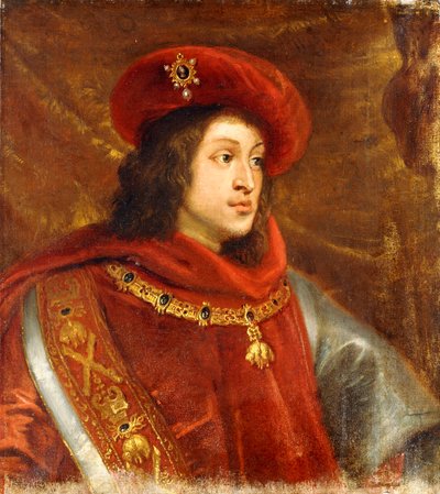 黄金の羊毛勲章を身に着けているバスト丈のスペインのフィリップ1世の肖像画、 作： Cornelis de Vos