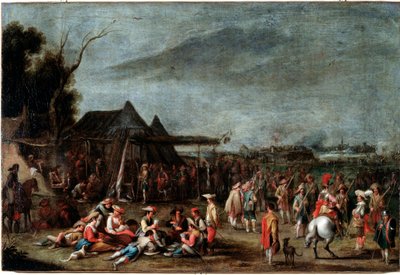 兵士のビバーク コルネリス・デ・ワエル（1592-1667）の絵画 17世紀 薄暗い 50x75 cm ゲネス、ストラーダ・ヌオーヴァ美術館（元パラッツォ・ビアンコ）所蔵 作： Cornelis de Wael