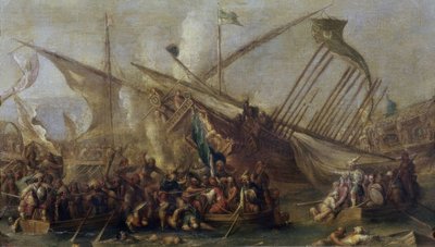 ボーディング、17世紀、フランドルバロック、キャンバスに油彩、47 cm x 84 cm、P01157 作： Cornelis de Wael