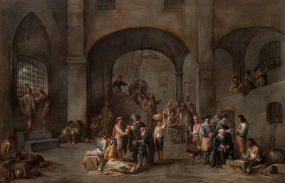 囚人の訪問（慈悲の7つの作品のサイクルから）。 1640年頃 作： Cornelis de Wael