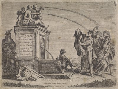 噴水で人々 のグループ ジャンルシーン（シリーズタイトル） 作： Cornelis de Wael