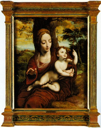 風景の中のマドンナと子供 作： Cornelis van Cleve