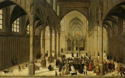 キリストが会衆に説教している教会内部 作： Cornelis van Dalem (attributed to)