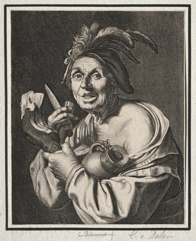 ハムを持つ男、ただ切る 作： Cornelis van Dalen
