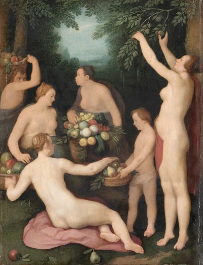 実りの秋を迎えたポモナ 作： Cornelis van Haarlem