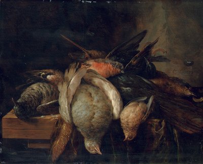 棚の上の死んだ鳥、1651 作： Cornelis van Lelienbergh