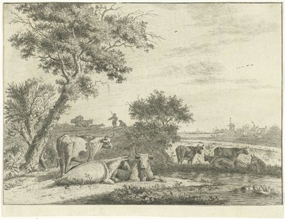 牛のいる風景 作： Cornelis van Noorde