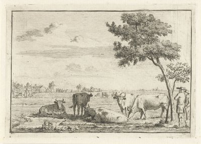 牧草地で 5 頭の牛 作： Cornelis van Noorde