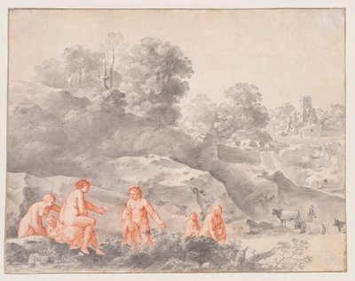 風景の中の裸体 (おそらくダイアナとカリスト) 作： Cornelis van Poelenburch
