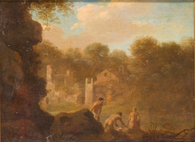 「ニンフの水浴びのある風景」、1606-1667 作： Cornelis van Poelenburgh