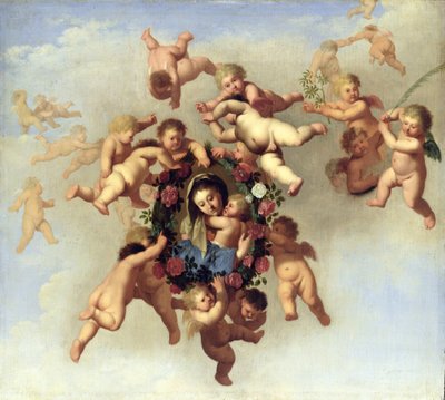 マドンナの肖像画を天国に運ぶ天使 作： Cornelis van Poelenburgh or Poelenburch