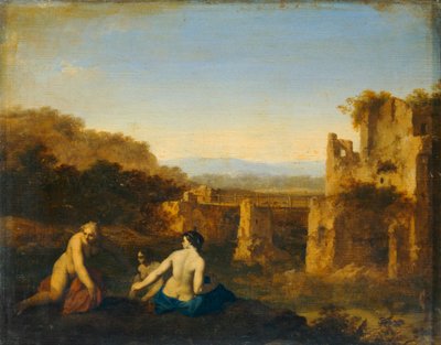 古代遺跡近くの海水浴場... 作： Cornelis van Poelenburgh or Poelenburch