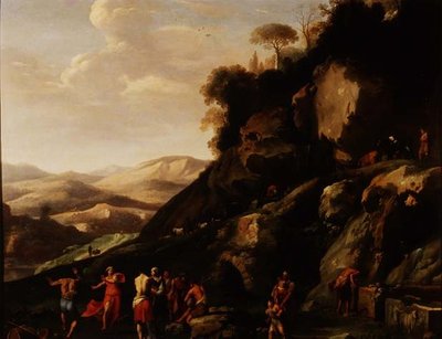 風景の中で踊る農民たち 作： Cornelis van Poelenburgh or Poelenburch