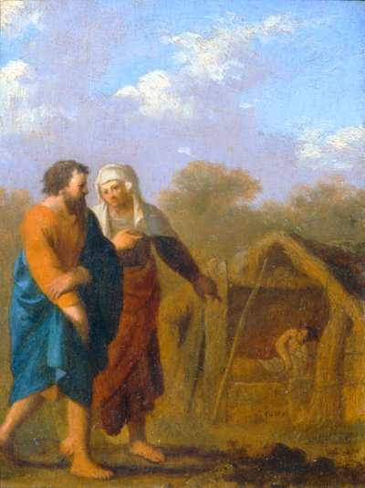サラはアブラハムにハガルを2番目の妻として迎えるよう頼む． 作： Cornelis van PoelenburghまたはPoelenburch