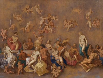 神々の饗宴、1600年代。 作： Cornelis van Poelenburgh or Poelenburch