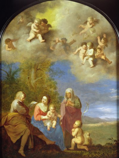 聖家族（パネル） 作： Cornelis van Poelenburgh or Poelenburch