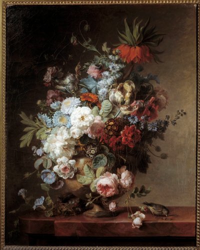 花のある静物画 コルネイユ・ヴァン・スパエンドンク（1756-1840）の作品 1789年 日0,91x0,73 m 作： Cornelis van Spaendonck