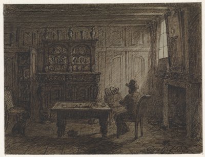 部屋に座っている男 作： Cornelis van der Griendt