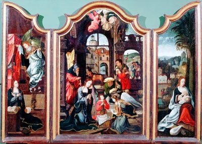 「羊飼いの崇拝」、トリプティク、15 世紀後半から 16 世紀初頭 作： Cornelius Engebrechtsz