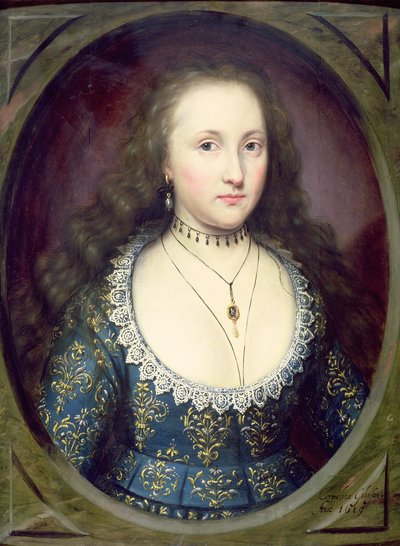 メアリーと呼ばれる女性の肖像画、ペンブローク伯爵夫人、1619年 作： Cornelius Janssen van Ceulen