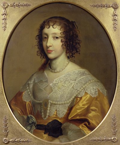 ヘンリエッタマリアの肖像（1609-69）、イギリスとアイルランドのチャールズ1世の女王の配偶者 作： Cornelius Janssen van Ceulen