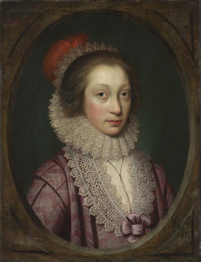 女性の肖像画、おそらくエリザベスブースビー、1619年 作： Cornelius Janssen van Ceulen