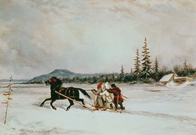 住民そり、1855年頃 作： Cornelius Krieghoff