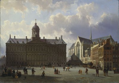 王宮のあるダム広場、アムステルダム、1855 作： Cornelis Springer