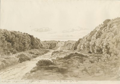 チリントンホール：セピア画、1820年 作： Cornelius Varley