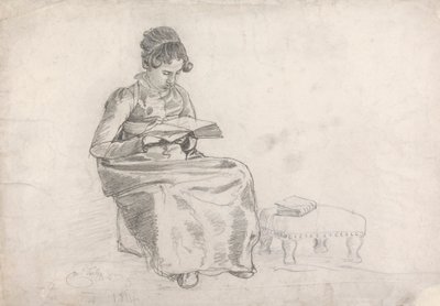 本を読む女の子 作： Cornelius Varley