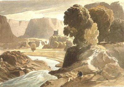 PD.4-1967 城のある山の風景（ウェールズの風景かもしれない）1802-3年頃（水彩・鉛筆・紙） 作： Cornelius Varley
