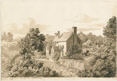 ウッドフォード-コテージ：セピア色の描画、1820年7月27日 作： Cornelius Varley