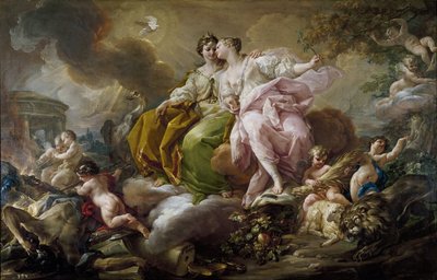 正義と平和 - Corrado Giaquinto (1703-1766) の絵画 - c. 1754 - キャンバスに油彩 - 216x325 cm - ロココ アート - プラド美術館、マドリッド 作： Corrado Giacquinto