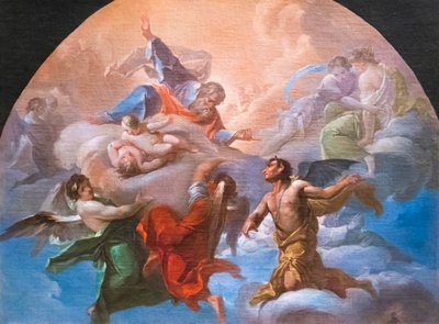 神の前のサタン、1750年頃（キャンバスに油彩） 作： Corrado Giaquinto