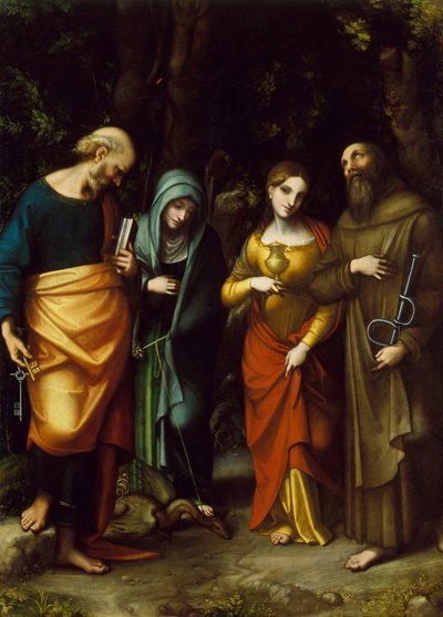 聖人ピーター、マーサ、メアリーマグダーレン、レナード、ca。 1515。 作： Correggio