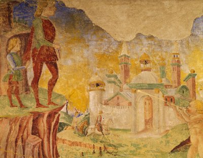セレスの勝利、8 月のシーン、コジモ トゥーラ (1430-1495 年頃) とエルコレのマスター、フレスコ画、北壁、月の間のホール、パラッツォ スキファノイア (喜びの宮殿)、フェラーラ、ディテール、イタリア、1470 年頃 作： Cosimo (attr. to) Tura