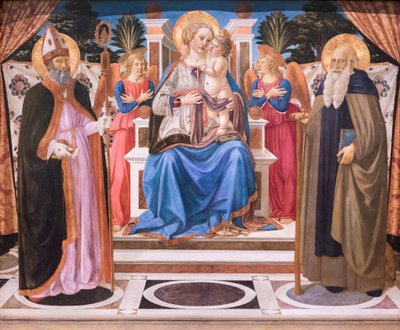 聖母マリアとチャイルド、天使たち、聖ニコラスと修道院長の聖アントニウスに即位 作： Cosimo Rosselli
