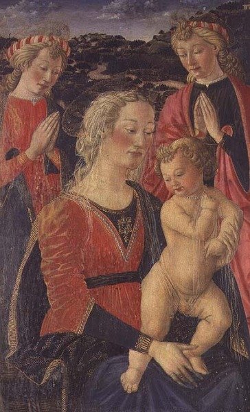 聖母子像と二人の天使 作： Cosimo Rosselli