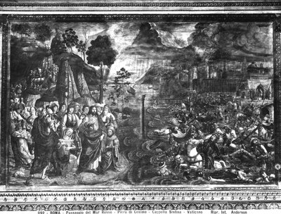システィーナ礼拝堂の紅海の交差点 作： Cosimo Rosselli