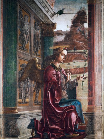 天使、受胎告知からのディテール 作： Cosimo Tura