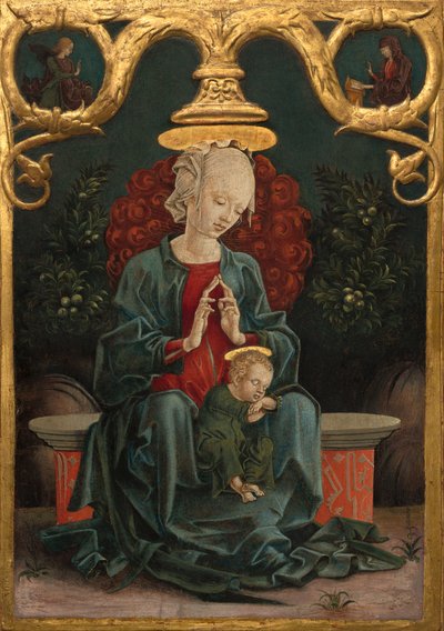庭のマドンナと子供、c.1460-70 作： Cosimo Tura