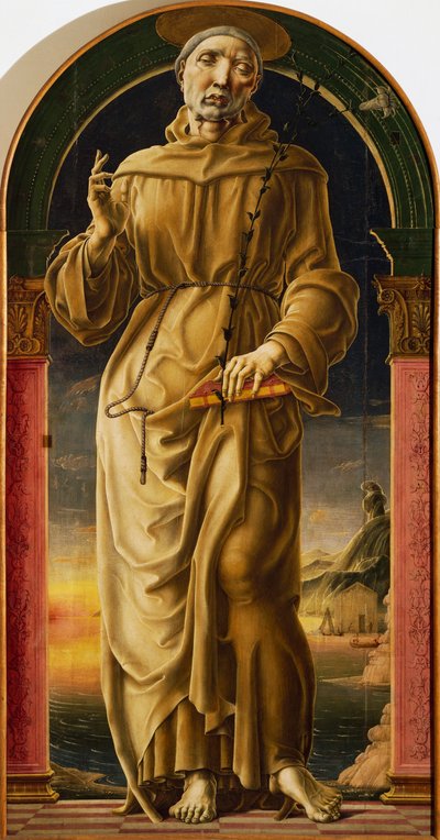コスメ・トゥラ（1430年頃～1495年）の「聖アンソニー」、絵画。 作： Cosimo Tura