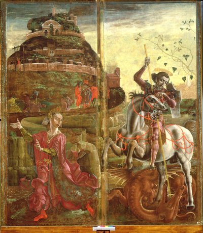 聖ジョージとドラゴン、ポリプティックから1469（パネル上のテンペラ）（215995も参照） 作： Cosimo Tura
