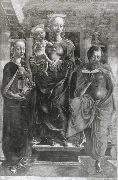 メアリーマグダレンと聖ジェロームの聖母子 作： Cosimo Tura